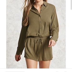 Forever 21 Contemporary Button-Front Shirt Romper